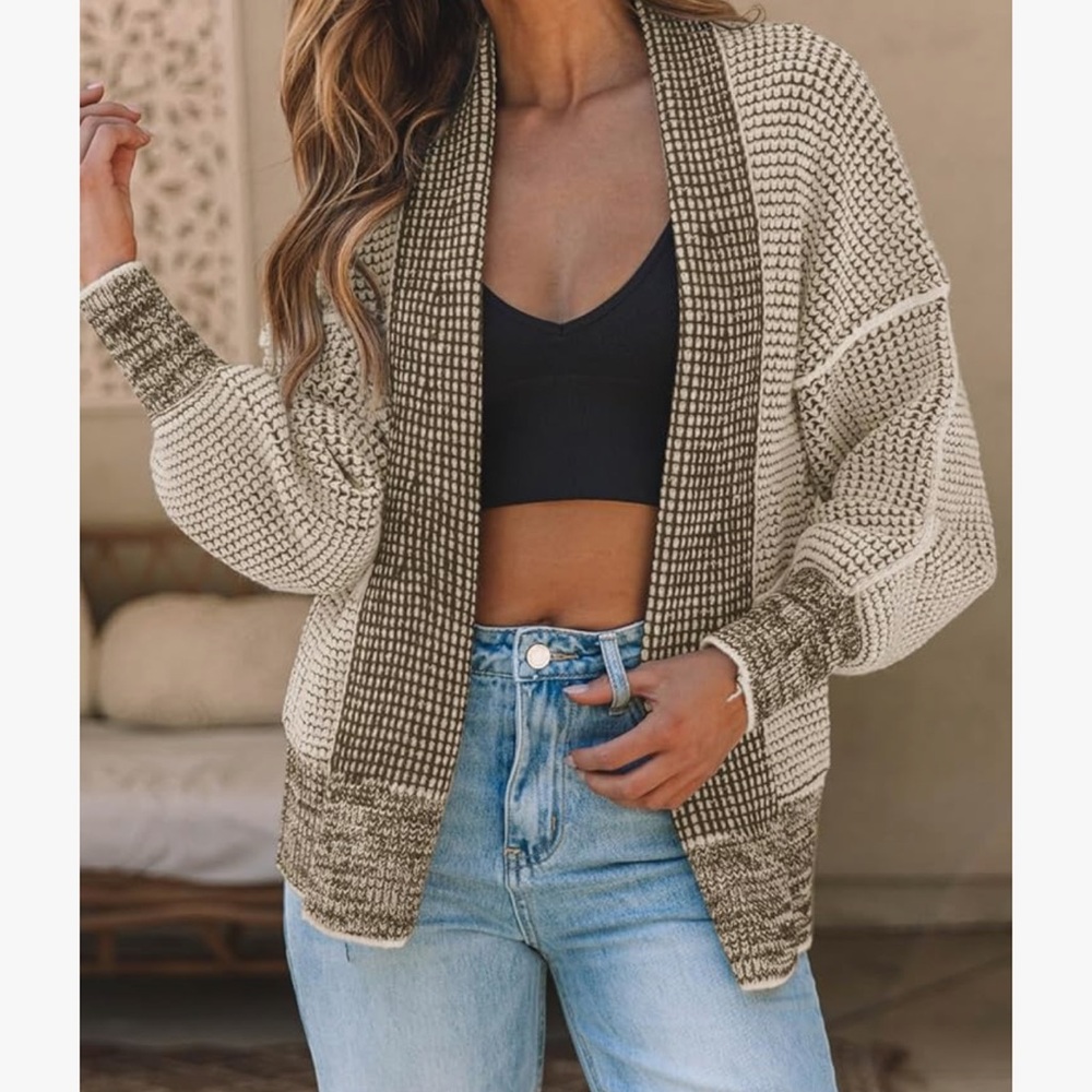 Women's Beige and Brown Knit Sweater